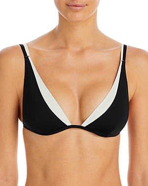 Shop L*space Finneas Color Block Double Strap Bikini Top In Black/cream