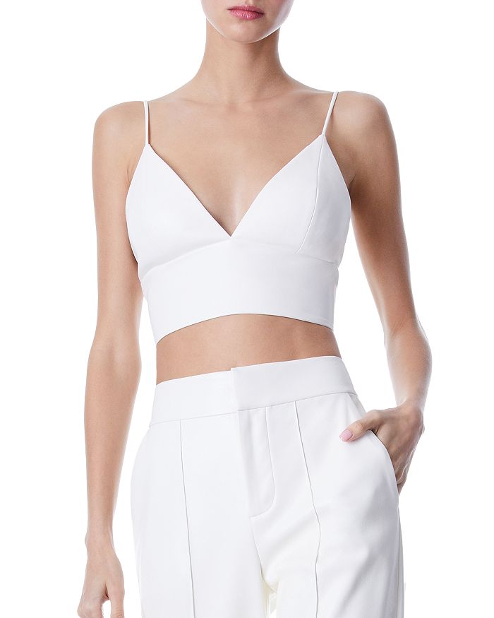 Alice and Olivia Carli Faux Leather Bralette Top
