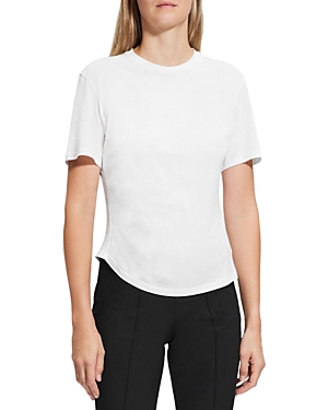 Theory Cotton Side Ruched Tee In White