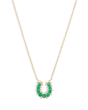Adina Reyter 14k Yellow Gold Emerald & Diamond Pendant Necklace, 15-16