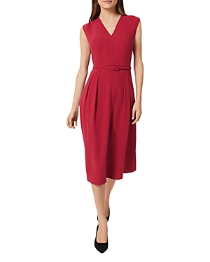 HOBBS LONDON TESSA V NECK BELTED DRESS