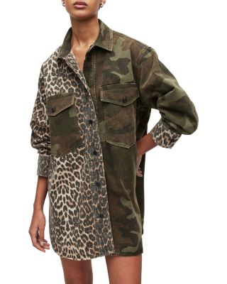 ALLSAINTS Lily Mixed Print Shacket Dress Bloomingdale's