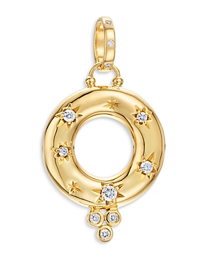 Shop Temple St Clair 18k Yellow Gold Celestial Diamond Cosmos Wheel Charm Pendant In Gold/white