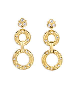 Shop Temple St Clair 18k Yellow Gold Celestial Diamond Cosmos Drop Earrings In Gold/white