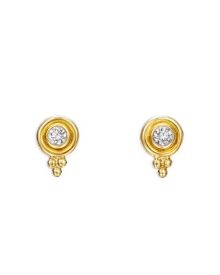 Temple St. Clair - 18K Yellow Gold CL White Diamond Stud Earrings