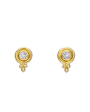 18K Yellow Gold Cl White Diamond Stud Earrings