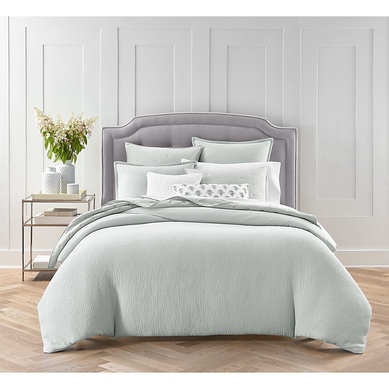 Sky Textured Matelasse Duvet Cover Set, Full/queen - Exclusive In Mineral Grey
