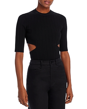 Shop Proenza Schouler White Label Rib Knit Cutout Sweater In Black