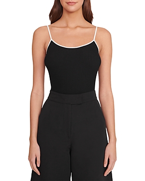 Shop Staud Cotton Soleil Camisole Top In Black/white