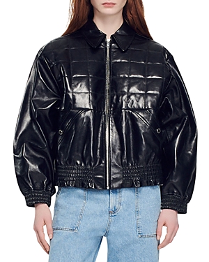 Sandro Arnold Quilted Leather Puffer Coat