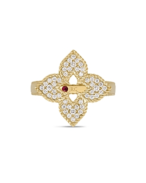 Shop Roberto Coin 18k Yellow Gold Diamond Venetian Princess Ring In Gold/white