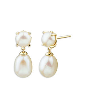 Bloomingdale's Cultured Freshwater Pearl Drop Earrings In 14k Yellow Gold - 100% Exclusive In White/gold