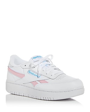 Reebok Women's Club C Double Revenge Low Top Sneakers In White/pink/gradient Aqua