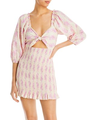 LoveShackFancy Kyndra Printed Cotton Cut Out Dress | Bloomingdale's