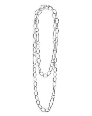 Sterling Silver Signature Caviar Oval Link Chain Necklace, 34"