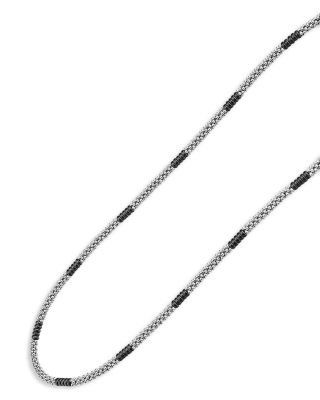 Black Caviar Silver Station Ceramic Beaded Necklace, 16"