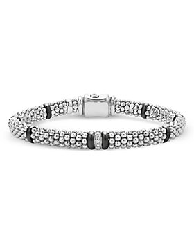 LAGOS - Single Station Diamond Black Caviar Bracelet in Sterling Silver 