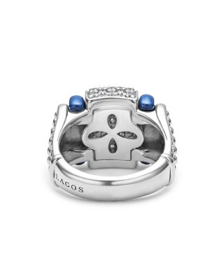 Blue Caviar Diamond & Ceramic Sterling Silver Statement Ring