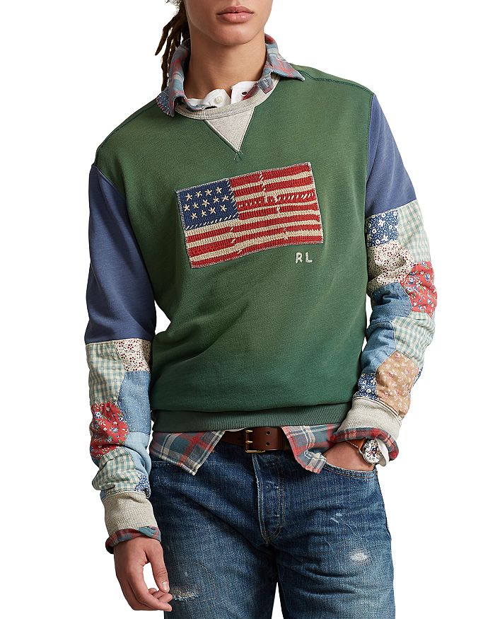 Polo Ralph Lauren Flag Patchwork-Sleeve Fleece Sweatshirt