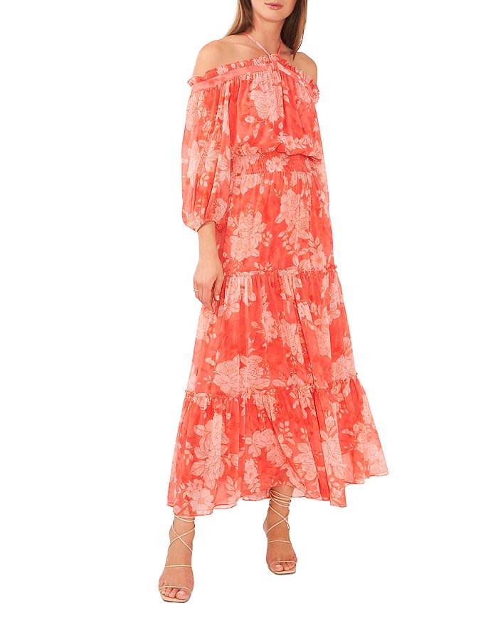 Halter off shoulder dress outlet