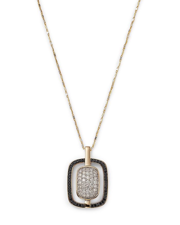 Bloomingdale's - Black & White Diamond Framed Pendant Necklace in 14K Yellow Gold, 1.20 ct. t.w. - 100% Exclusive