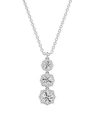 Diamond Floral Halo Pendant Necklace in 18K White Gold, 1.20 ct. t.w. - 100% Exclusive