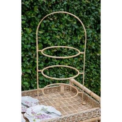Provence Rattan Whitewash Three Tiered Plate Server