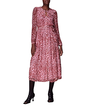 Whistles Abstract Cheetah Midi Dress In Pink/multi
