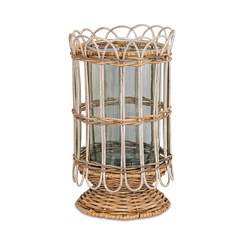 Juliska Provence Rattan Whitewash Large Hurricane In Whitewash