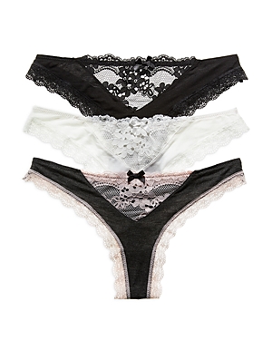 Honeydew Willow Thongs, Set Of 3 In Blk/hchar/