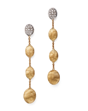 Marco Bicego 18k White & Yellow Gold Siviglia Diamond & Textured Bead Drop Earrings