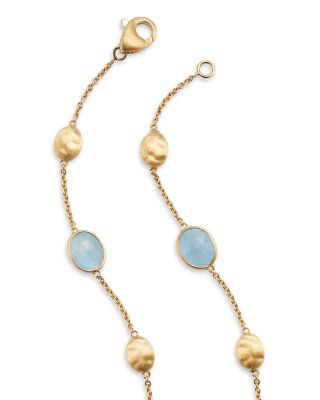 18K Yellow Gold Siviglia Aquamarine Beaded Collar Necklace, 16.5-18"L