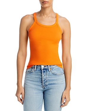 Re/done Ribbed Tank Bodysuit In Orange
