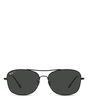 Shop Ray Ban Ray-ban Polarized Square Sunglasses, 57mm In Black/black Polarized Solid