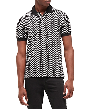 The Kooples Printed Polo Shirt In Black/white