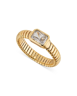 Shop Nadri Tennis Omega Flex Ring In 18k Gold-plated