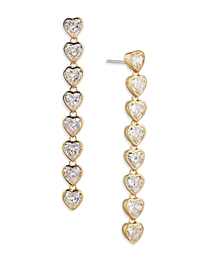 NADRI TENNIS LINEAR HEART DROP EARRINGS IN 18K GOLD-PLATED
