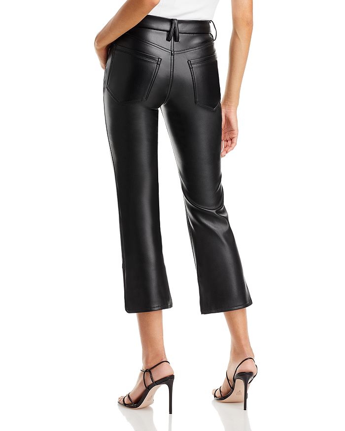 Shop Good American Better Than Leather Mid Rise Cropped Mini Bootcut Jeans In K001 In Black
