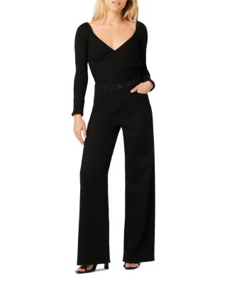 The Petites Mia High Rise Wide Leg Jeans in Black