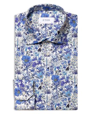 green emerald velvet dress Con.struct Men's Blue Floral Performance Dress Shirt, Navy / S14-14.5 32/33 / Slim main image 1