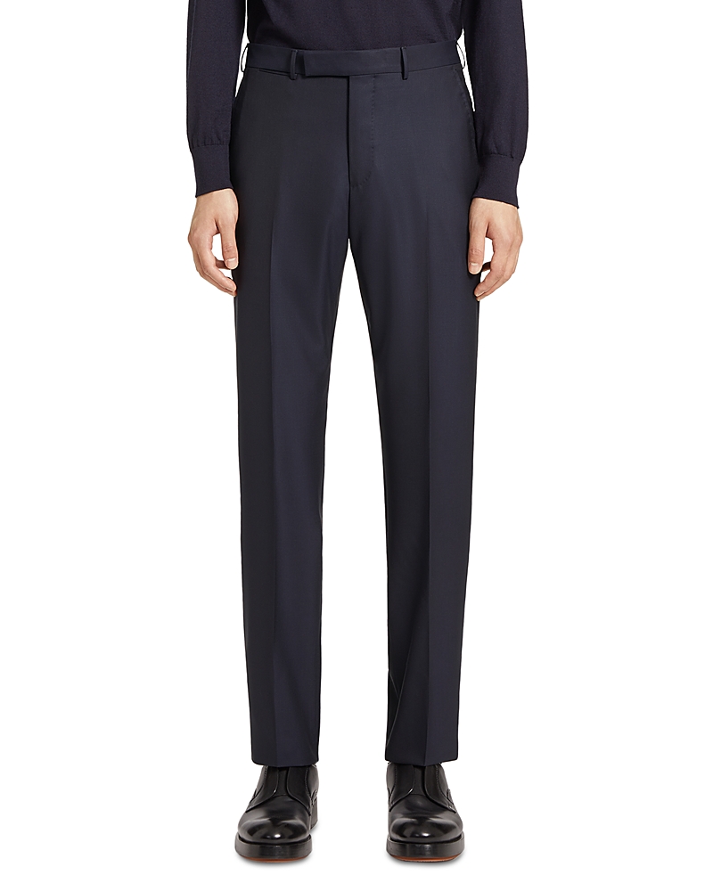 Zegna Slim Fit Wool Pants In Navy