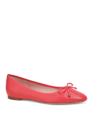 Kate Spade Veronica Bow Perforated Ballerina Flats In Pink Peppe