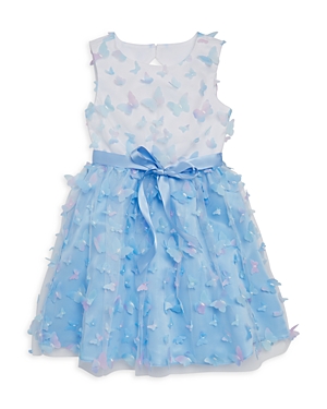 Us Angels Girls' 3d Butterfly Tank Dress - Little Kid In White/blue