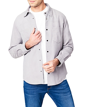 Shop Blanknyc Leather Shirt Jacket In Ice Grey