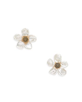 kate spade new york - Floral Frenzy Cultured Freshwater Pearl Flower Stud Earrings in Gold Tone 