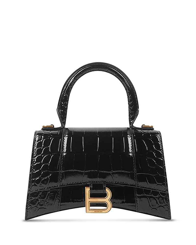 Balenciaga Hourglass Xs Handbag Crocodile Embossed