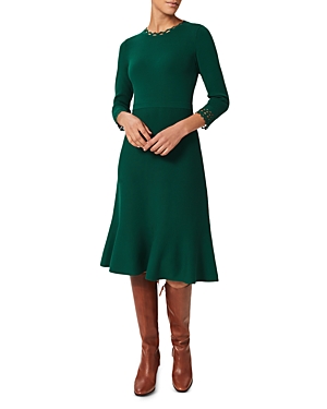 Hobbs London Erin Knitted Dress In Evergreen