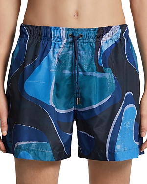 Shop Zegna Technical Fabric Printed Swim Shorts In Aqua