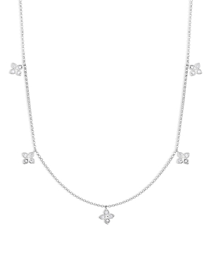 Roberto Coin 18K White Gold Verona Love by the Inch 5 Station Flower Diamond Necklace, 17