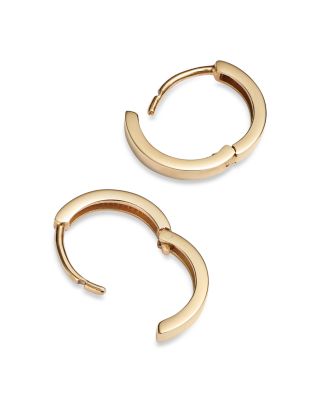 14K Yellow Gold Extra Small Polished Flat Huggie Hoop Earrings